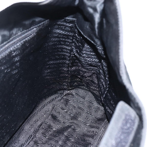 PRADA Tote Bag Nylon Black Silver Auth bs33244