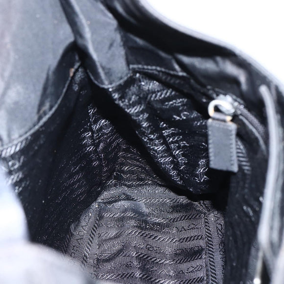 PRADA Tote Bag Nylon Black Silver Auth bs33244