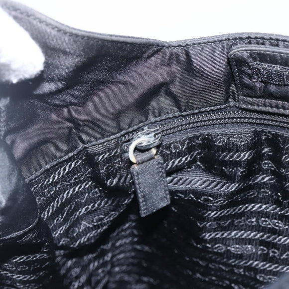 PRADA Tote Bag Nylon Black Silver Auth bs33244