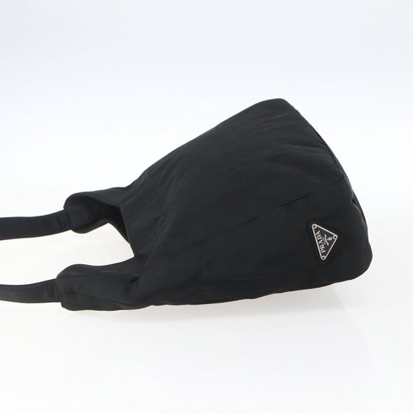 PRADA Tote Bag Nylon Black Silver Auth bs33244
