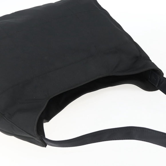 PRADA Tote Bag Nylon Black Silver Auth bs33244