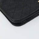 CHANEL Matelasse Chain Shoulder Bag Lamb Skin Black Gold CC Auth bs33250-11