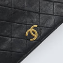 CHANEL Matelasse Chain Shoulder Bag Lamb Skin Black Gold CC Auth bs33250-14