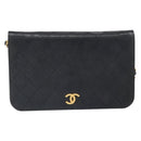 CHANEL Matelasse Chain Shoulder Bag Lamb Skin Black Gold CC Auth bs33250-2
