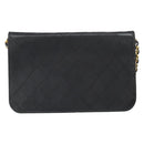CHANEL Matelasse Chain Shoulder Bag Lamb Skin Black Gold CC Auth bs33250-3