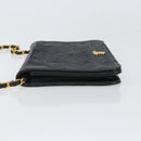 CHANEL Matelasse Chain Shoulder Bag Lamb Skin Black Gold CC Auth bs33250-5