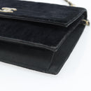 CHANEL Mademoiselle Chain Shoulder Bag Velor Black Gold CC Auth bs33251-9