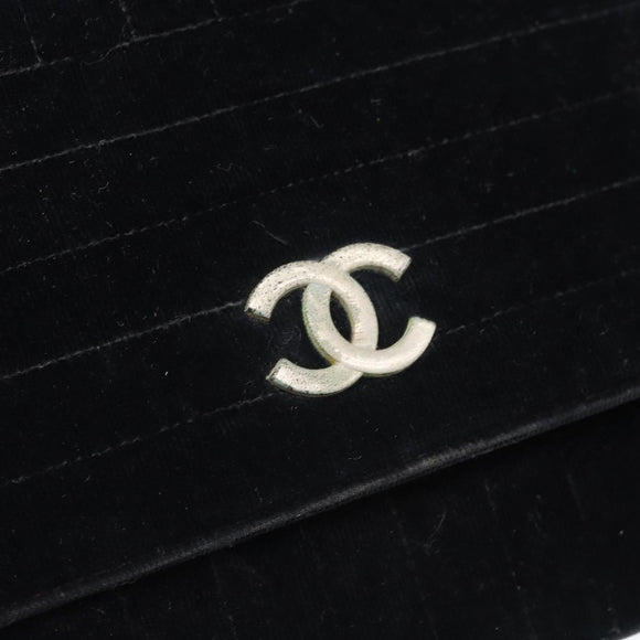CHANEL Mademoiselle Chain Shoulder Bag Velor Black Gold CC Auth bs33251