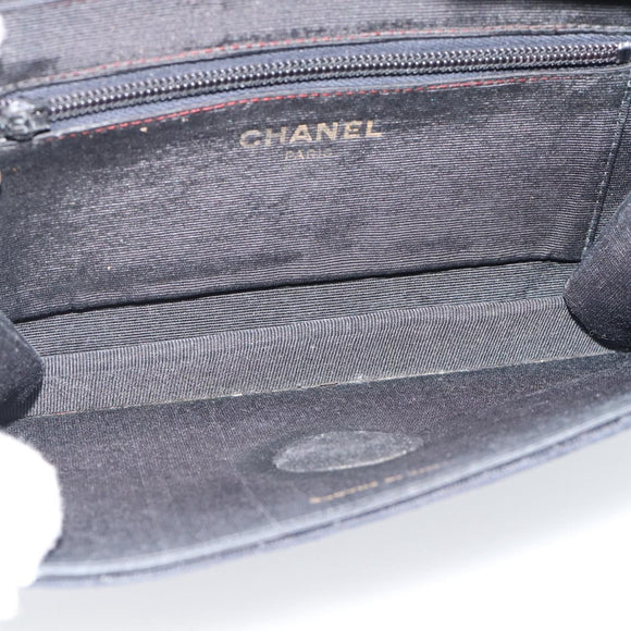 CHANEL Mademoiselle Chain Shoulder Bag Velor Black Gold CC Auth bs33251