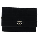 CHANEL Mademoiselle Chain Shoulder Bag Velor Black Gold CC Auth bs33251-13