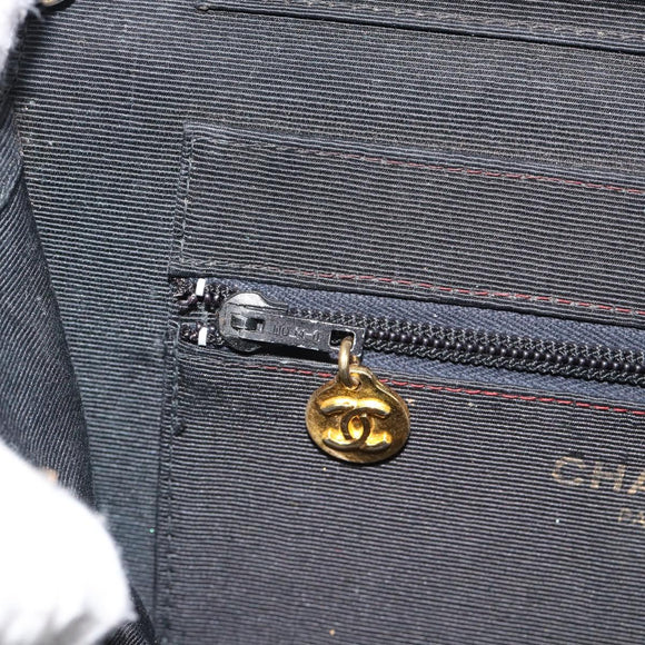 CHANEL Mademoiselle Chain Shoulder Bag Velor Black Gold CC Auth bs33251