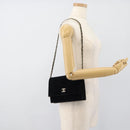 CHANEL Mademoiselle Chain Shoulder Bag Velor Black Gold CC Auth bs33251-23