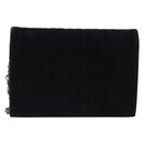 CHANEL Mademoiselle Chain Shoulder Bag Velor Black Gold CC Auth bs33251-2