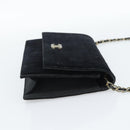 CHANEL Mademoiselle Chain Shoulder Bag Velor Black Gold CC Auth bs33251-4