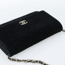 CHANEL Mademoiselle Chain Shoulder Bag Velor Black Gold CC Auth bs33251-6