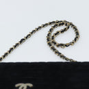 CHANEL Mademoiselle Chain Shoulder Bag Velor Black Gold CC Auth bs33251-8