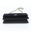 CHANEL Mademoiselle Chain Shoulder Bag Velor Black Gold CC Auth bs33251-5