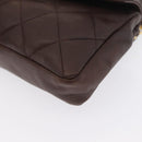 CHANEL Matelasse Waist bag Lamb Skin Brown Gold CC Auth bs33252-16