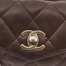CHANEL Matelasse Waist bag Lamb Skin Brown Gold CC Auth bs33252-18
