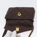 CHANEL Matelasse Waist bag Lamb Skin Brown Gold CC Auth bs33252-9