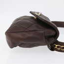 CHANEL Matelasse Waist bag Lamb Skin Brown Gold CC Auth bs33252-3