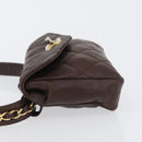 CHANEL Matelasse Waist bag Lamb Skin Brown Gold CC Auth bs33252-4