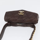 CHANEL Matelasse Waist bag Lamb Skin Brown Gold CC Auth bs33252-6