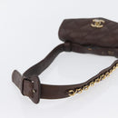 CHANEL Matelasse Waist bag Lamb Skin Brown Gold CC Auth bs33252-7
