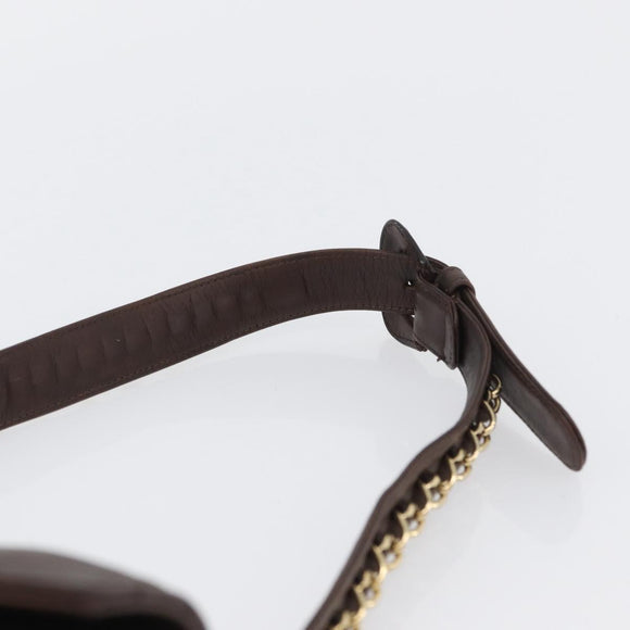 CHANEL Matelasse Waist bag Lamb Skin Brown Gold CC Auth bs33252