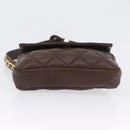 CHANEL Matelasse Waist bag Lamb Skin Brown Gold CC Auth bs33252-5