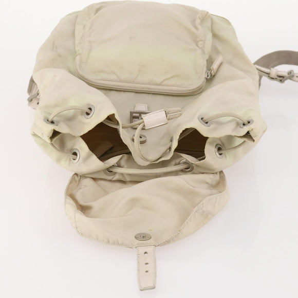 PRADA Backpack Nylon White Silver Auth bs33253