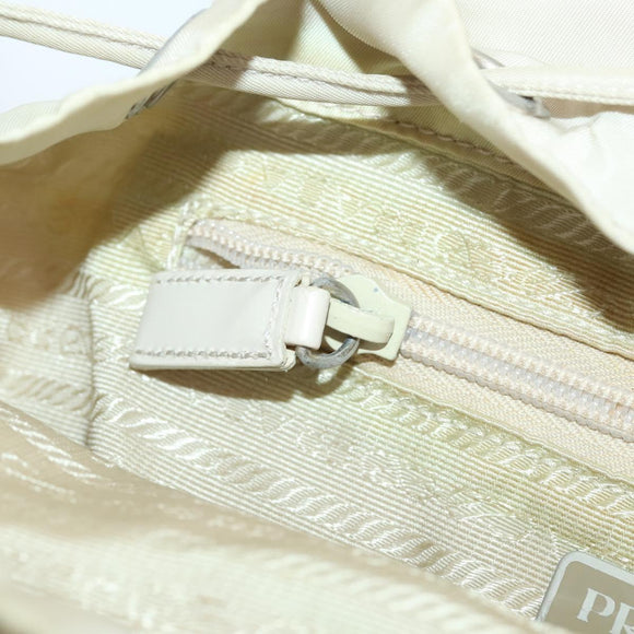 PRADA Backpack Nylon White Silver Auth bs33253