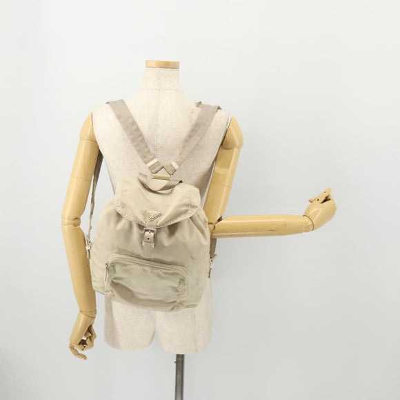 PRADA Backpack Nylon White Silver Auth bs33253