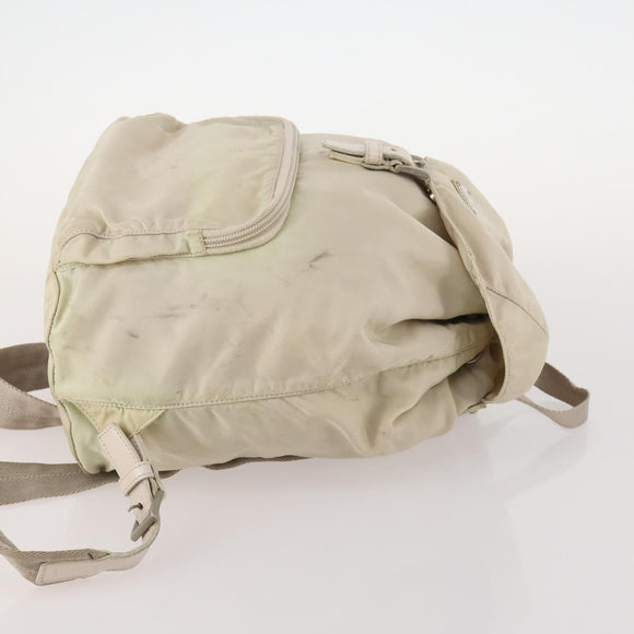 PRADA Backpack Nylon White Silver Auth bs33253