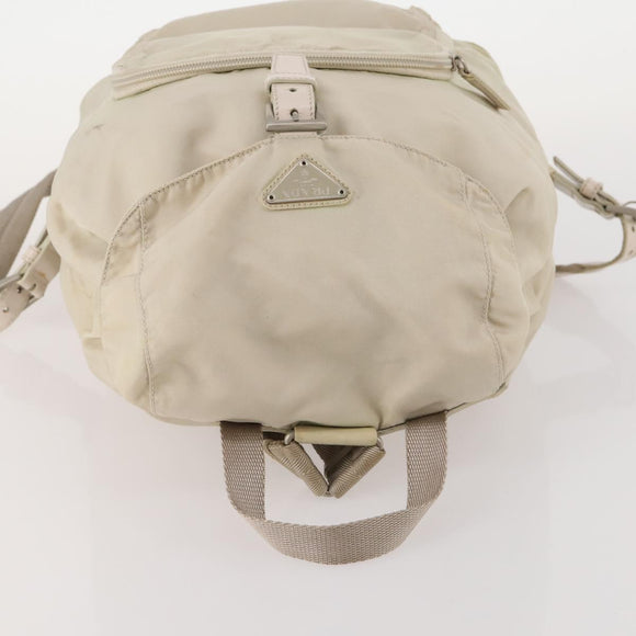 PRADA Backpack Nylon White Silver Auth bs33253