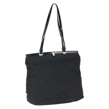 PRADA Tote Bag Nylon Black Silver Auth bs33254