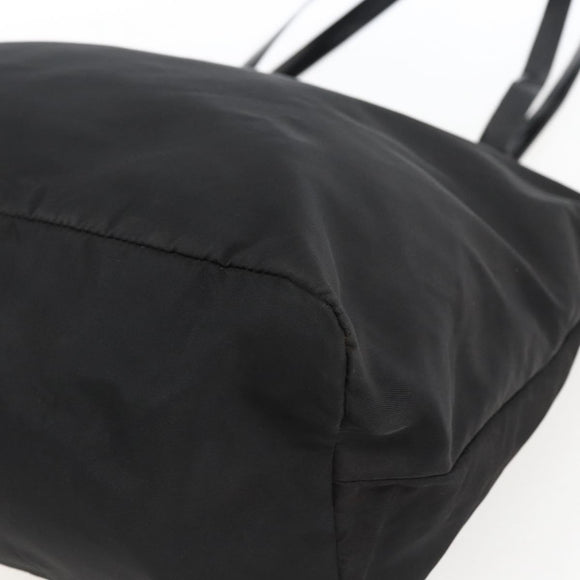 PRADA Tote Bag Nylon Black Silver Auth bs33254