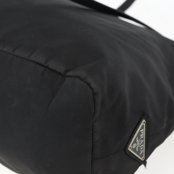 PRADA Tote Bag Nylon Black Silver Auth bs33254