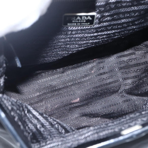 PRADA Tote Bag Nylon Black Silver Auth bs33254