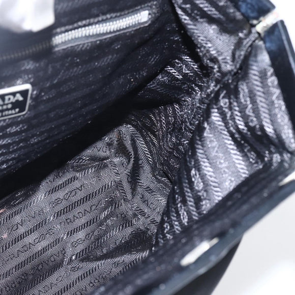 PRADA Tote Bag Nylon Black Silver Auth bs33254