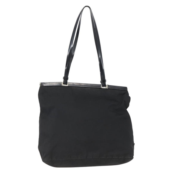 PRADA Tote Bag Nylon Black Silver Auth bs33254