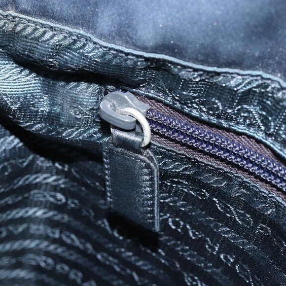 PRADA Tote Bag Satin Blue Silver Auth bs33255