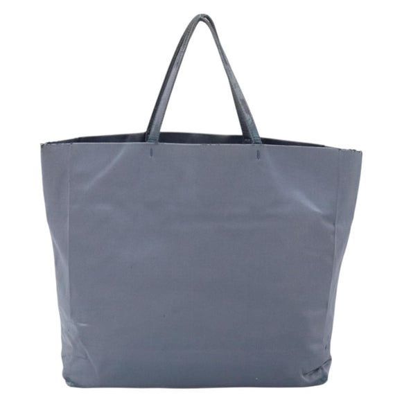 PRADA Tote Bag Satin Blue Silver Auth bs33255