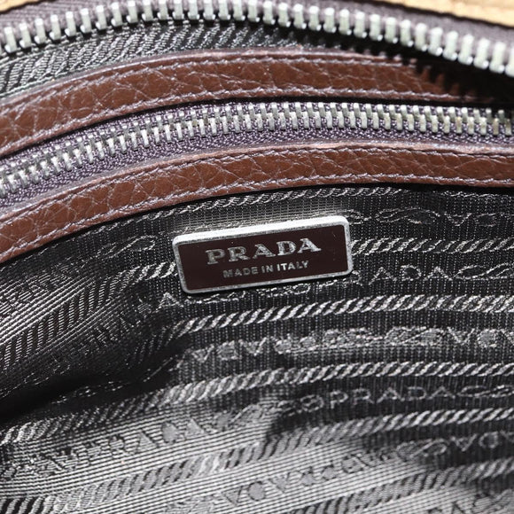 PRADA Shoulder Bag Nylon Beige Silver Auth bs33257