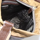 PRADA Shoulder Bag Nylon Beige Silver Auth bs33257-19
