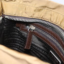 PRADA Shoulder Bag Nylon Beige Silver Auth bs33257-21