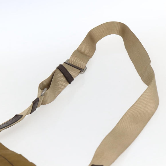 PRADA Shoulder Bag Nylon Beige Silver Auth bs33257