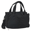 PRADA Hand Bag Nylon Black Gold Auth bs33258-1