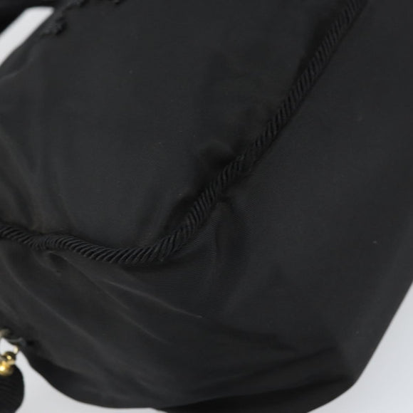 PRADA Hand Bag Nylon Black Gold Auth bs33258