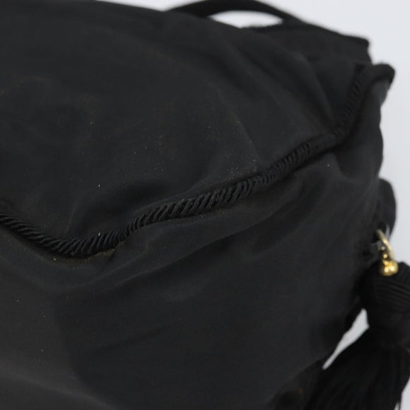 PRADA Hand Bag Nylon Black Gold Auth bs33258